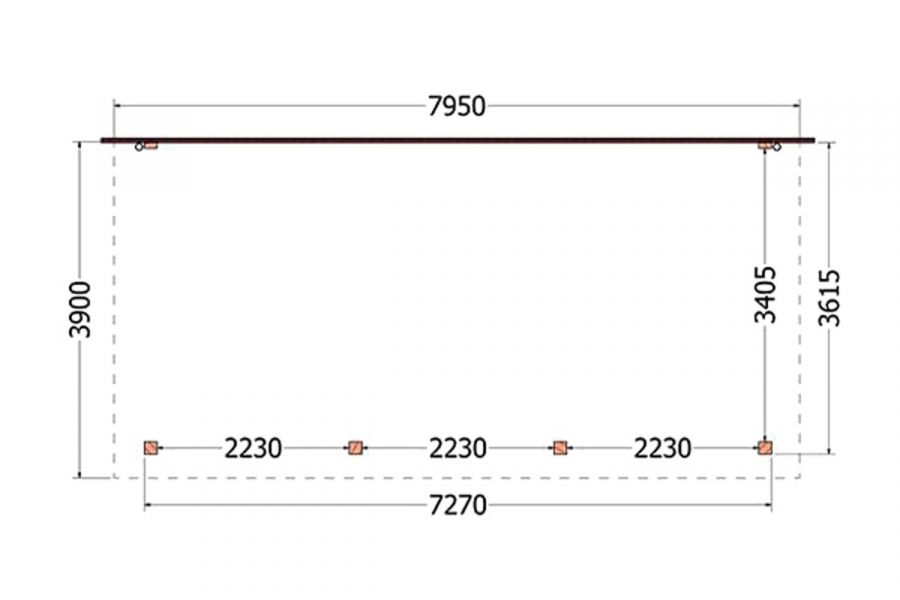 Aanbouwveranda Lucca 795x390 cm - Plat dak