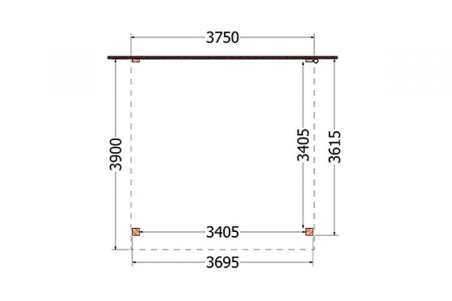 Aanbouwveranda Ancona 375x390 cm - plat dak