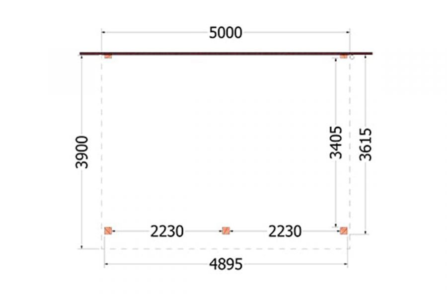 Aanbouwveranda Ancona 500x390 cm - plat dak