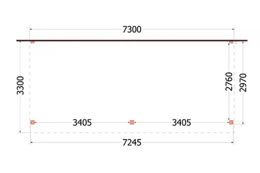 Aanbouwveranda Ancona 730x330 cm - plat dak