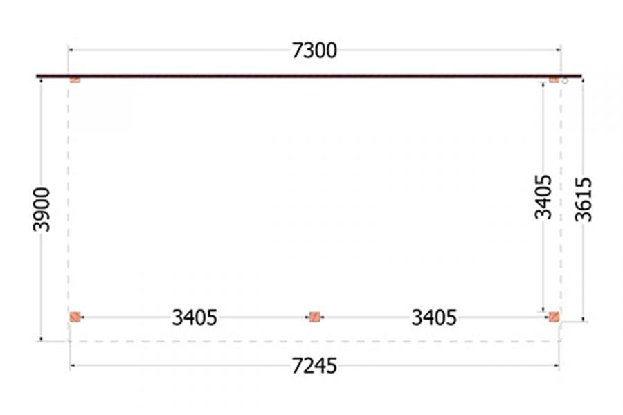 Aanbouwveranda Ancona 730x390 cm - plat dak