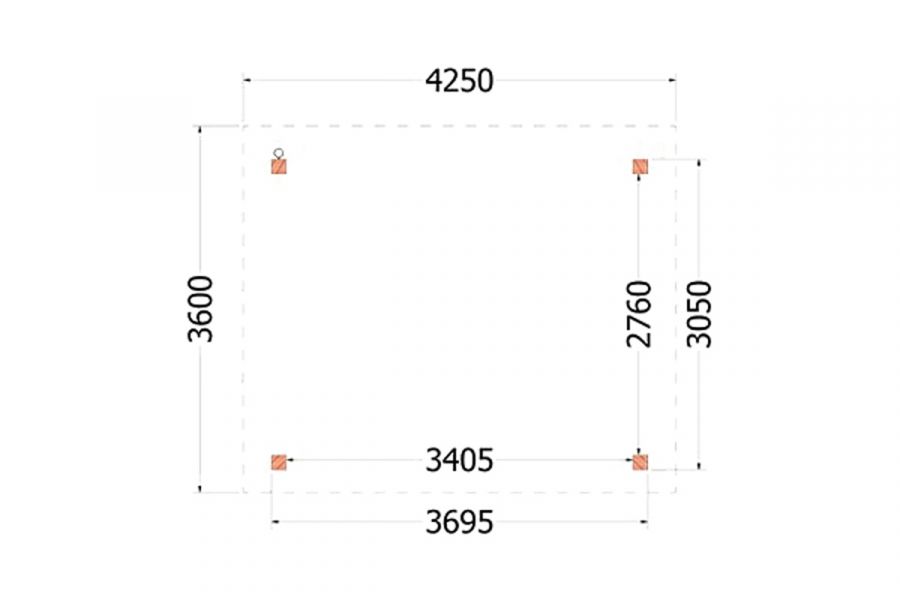 Buitenverblijf Florence 425x360 cm - Plat dak