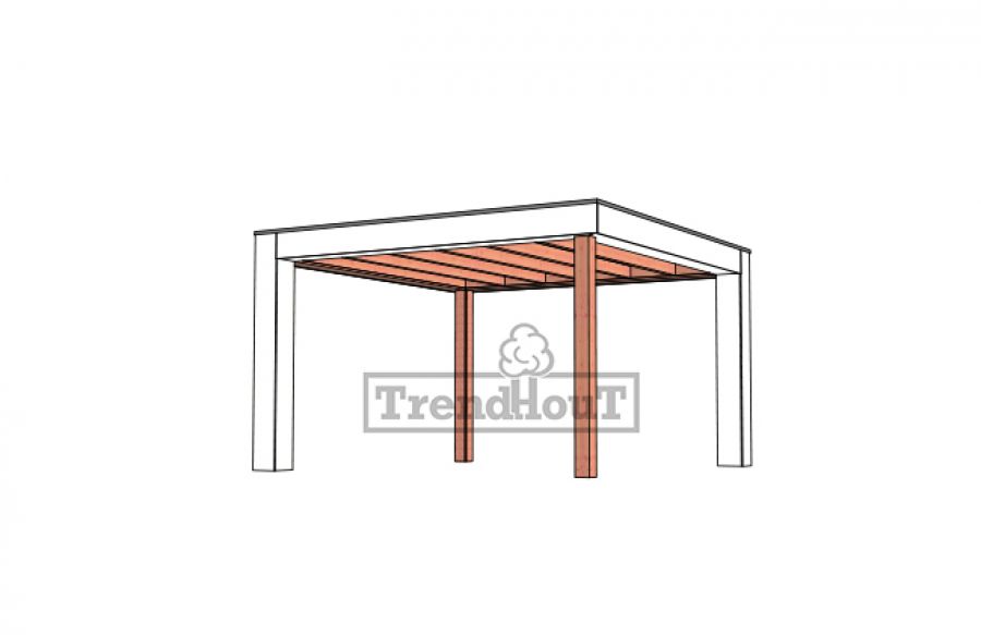 Buitenverblijf Verona 400x400 cm - Plat dak model links