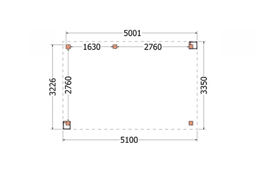 Buitenverblijf Verona 510x335 cm - Plat dak model links