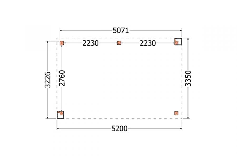 Buitenverblijf Verona 520x335 cm - Plat dak model links