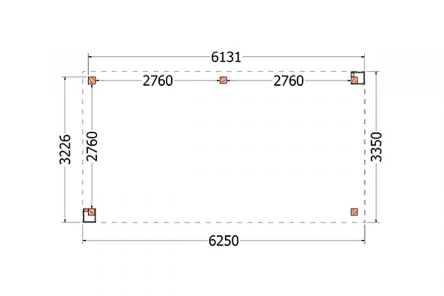 Buitenverblijf Verona 625x335 cm - Plat dak model links