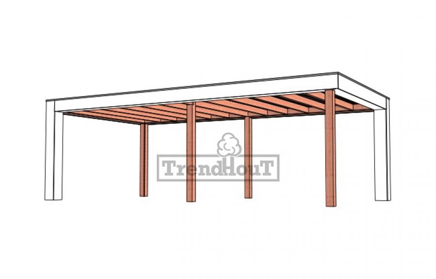 Buitenverblijf Verona 750x400 cm - Plat dak model links