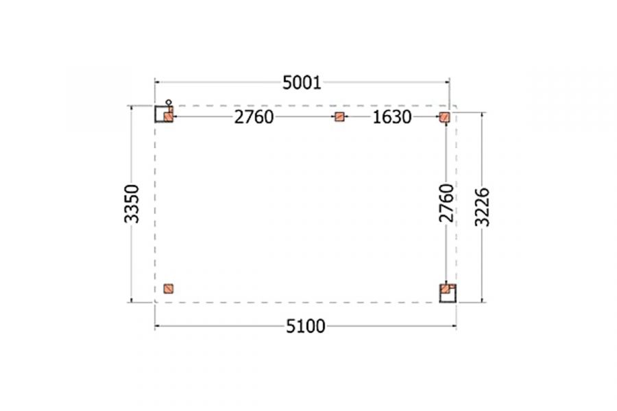 Buitenverblijf Verona 510x335 cm - Plat dak model rechts