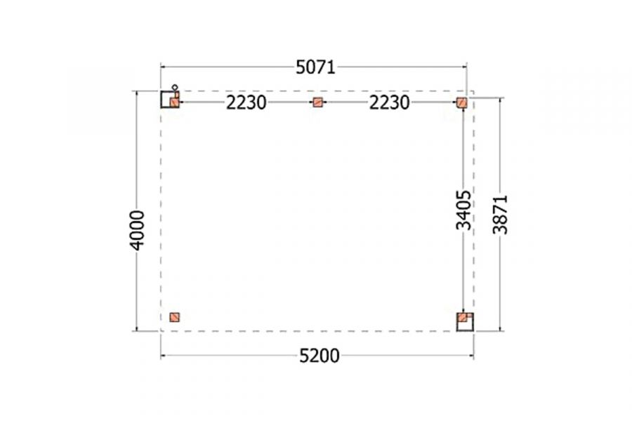 Buitenverblijf Verona 520x400 cm - Plat dak model rechts