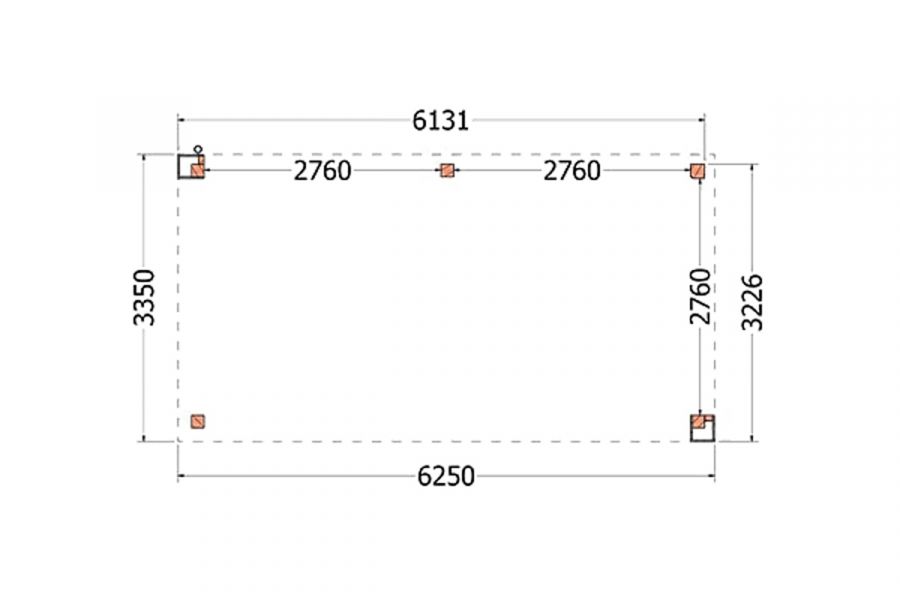 Buitenverblijf Verona 625x335 cm - Plat dak model rechts