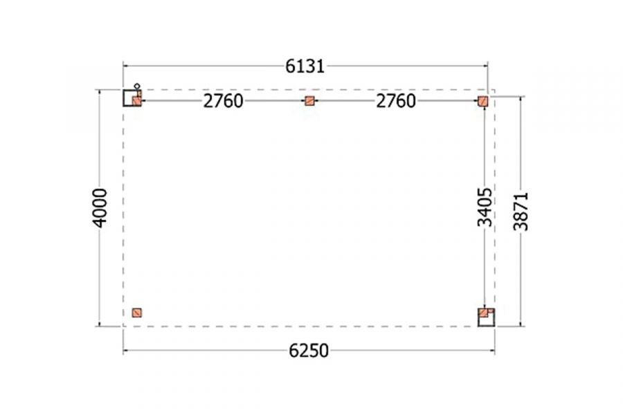 Buitenverblijf Verona 625x400 cm - Plat dak model rechts