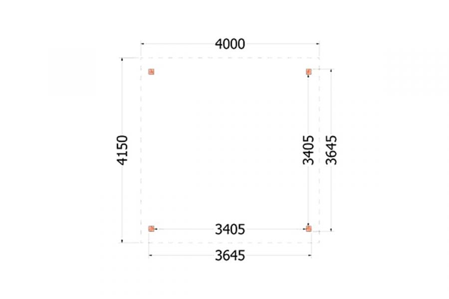 Overkapping Zadeldak Betula 400x415 cm