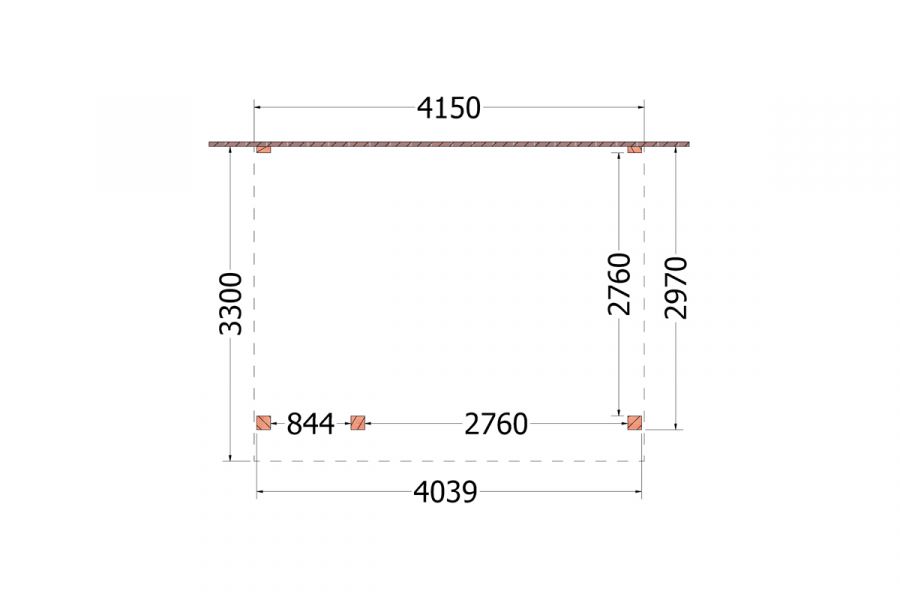 Aanbouwveranda Ancona 415x330 cm - plat dak model links