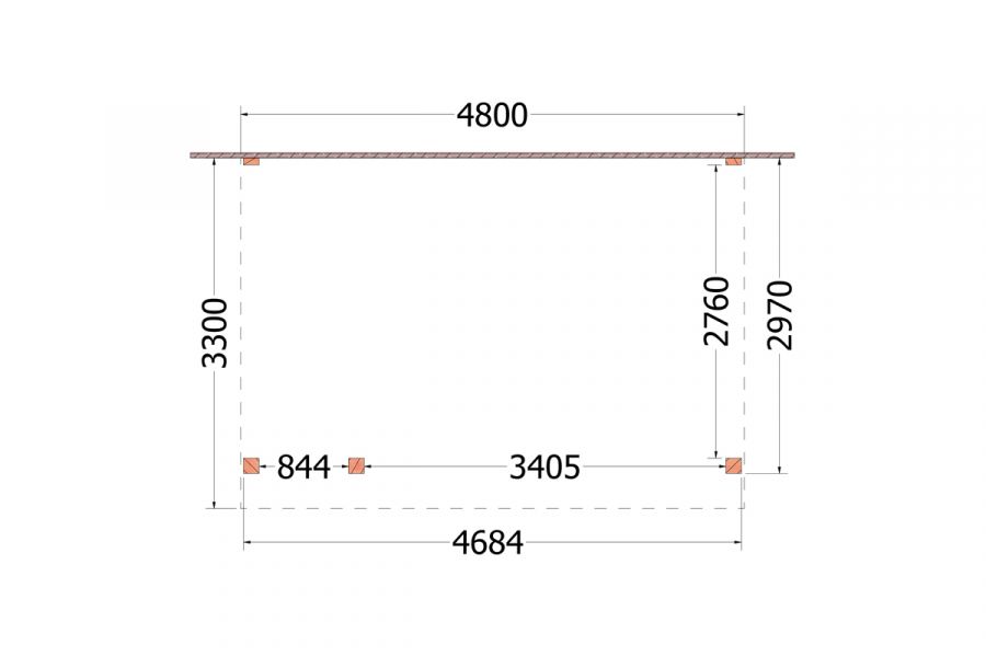 Aanbouwveranda Ancona 480x330 cm - plat dak model links