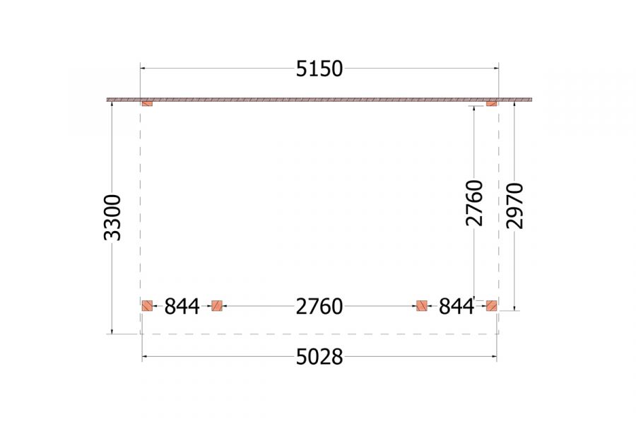 Aanbouwveranda Ancona 515x330 cm - plat dak