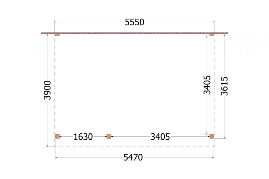 Aanbouwveranda Ancona 555x390 cm - plat dak model links