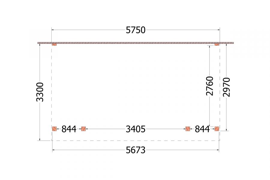 Aanbouwveranda Ancona 575x330 cm - plat dak