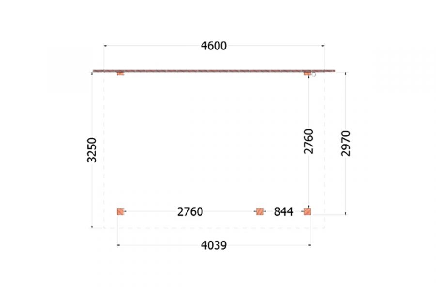 Aanbouwveranda Lucca 460x325 cm - Plat dak model rechts