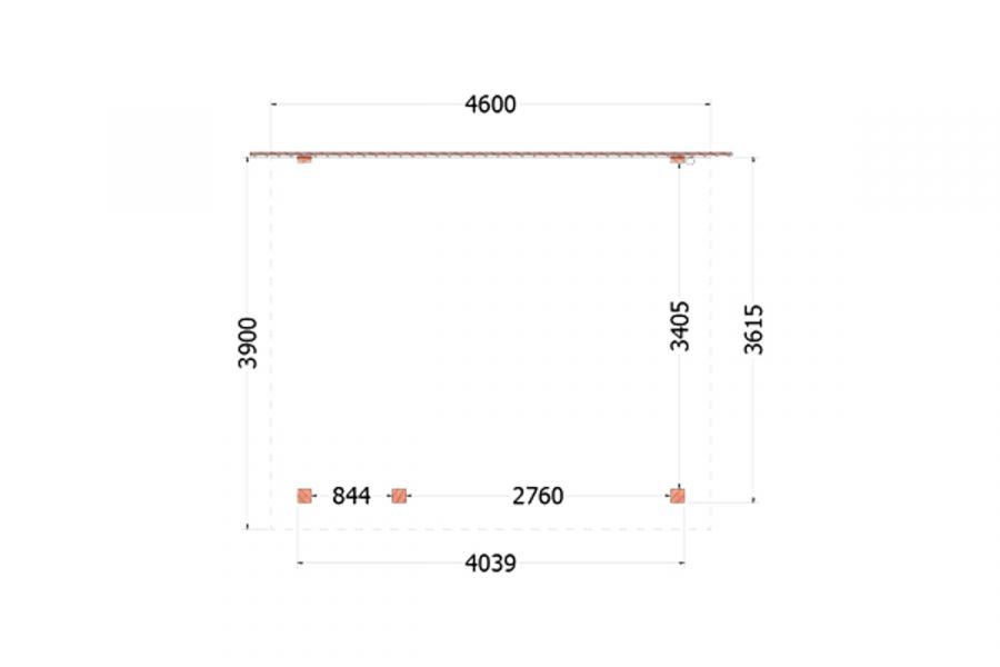 Aanbouwveranda Lucca 460x390 cm - Plat dak model links