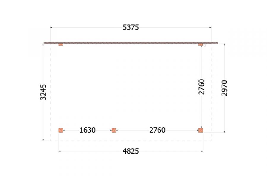 Aanbouwveranda Lucca 540x325 cm - Plat dak model links