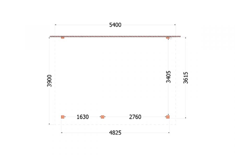 Aanbouwveranda Lucca 560x390 cm - Plat dak