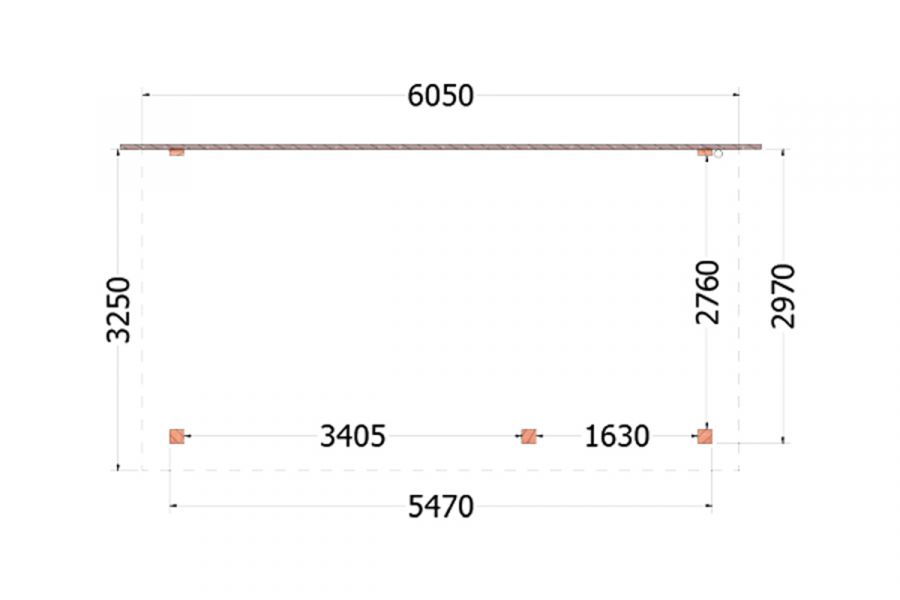 Aanbouwveranda Lucca 605x325 cm - Plat dak model rechts