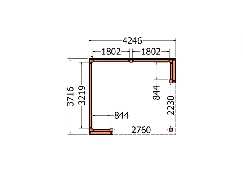 Buitenverblijf Capri 425x375 - Plat dak model links