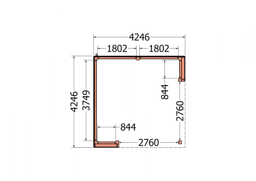 Buitenverblijf Capri 425x425 - Plat dak model links