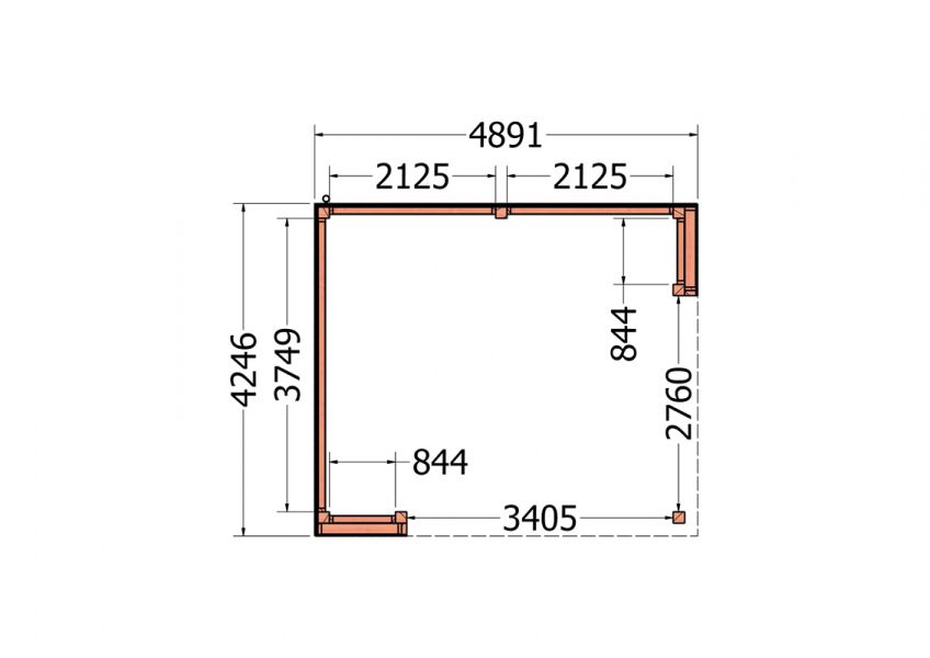 Buitenverblijf Capri 490x425 - Plat dak model links