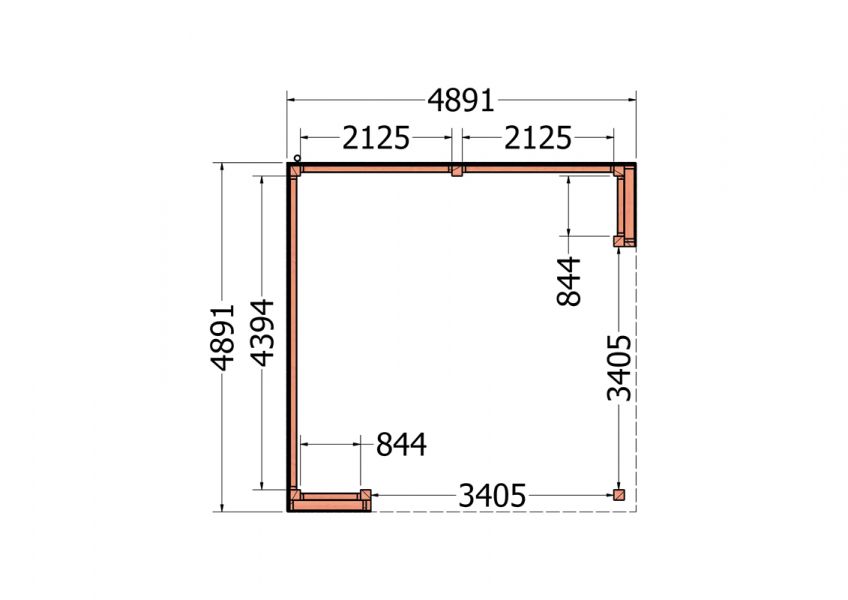 Buitenverblijf Capri 490x490 - Plat dak model links