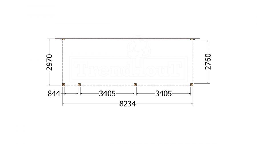 Aanbouwveranda Modena 825x300 cm - model rechts