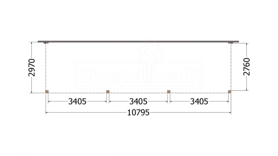 Aanbouwveranda Modena 1080x300 cm