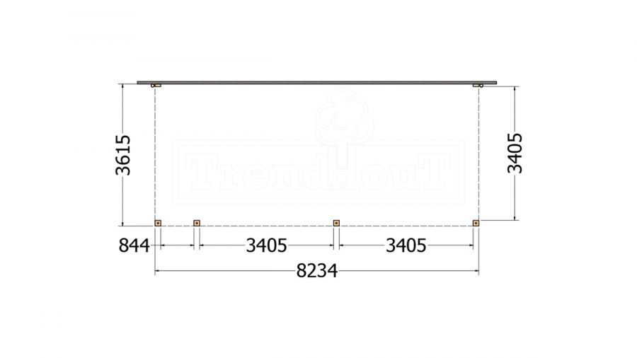 Aanbouwveranda Modena 825x365 cm - model rechts