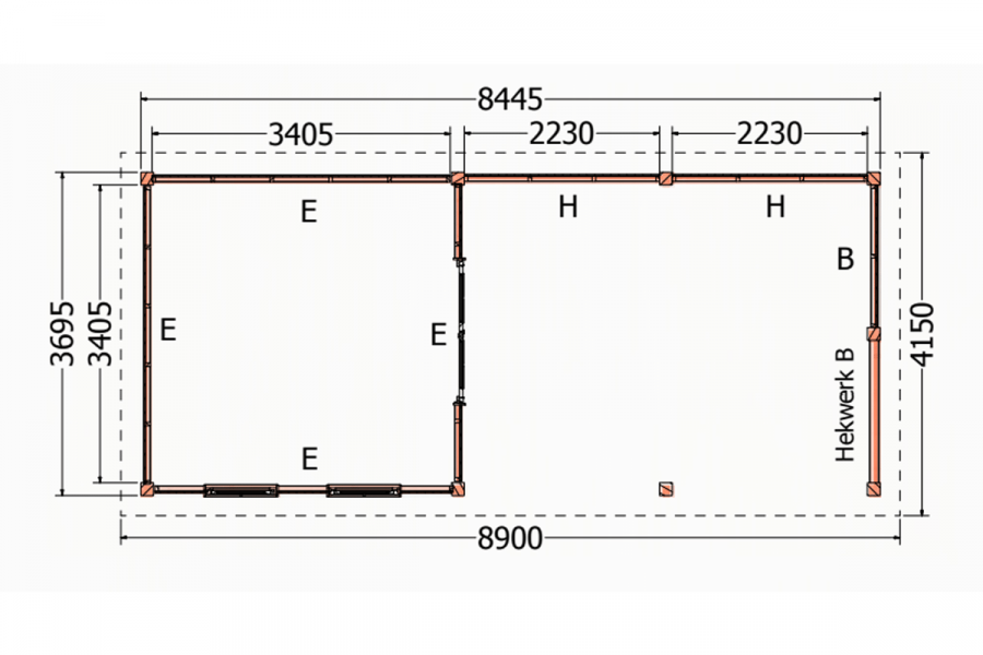 Buitenverblijf Siena 890x415 cm - Combinatie 1