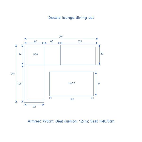 Decala lounge-diningset - 5-delig - aluminium - light teak look - desert sand