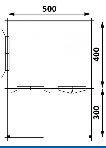 Blokhut 540x440 cm + luifel 300 cm, 50 mm & dubbelglas - gecoat