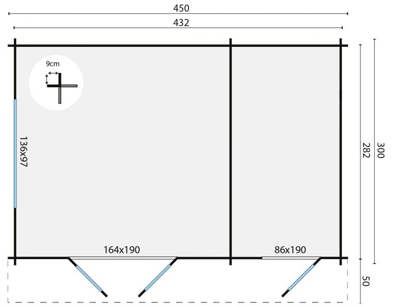 Blokhut Fraga 450x300 cm - groen geïmpregneerd