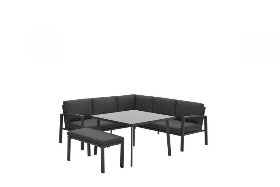 Wellington lounge-diningset - 5-delig carbon black - reflex black