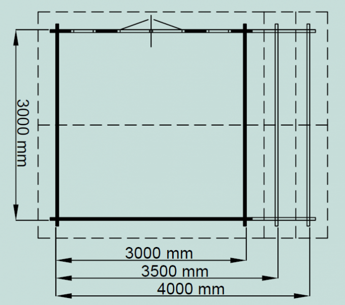 Lugarde Blokhut B14 300x400 cm - 44 mm - plattegrond