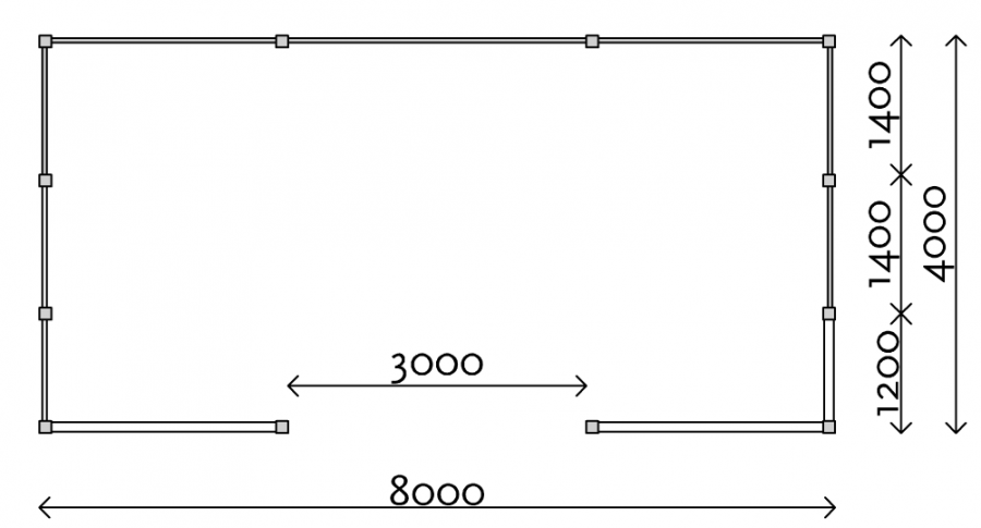 Lugarde Veranda VB01 800x400 cm - 44 mm - plattegrond