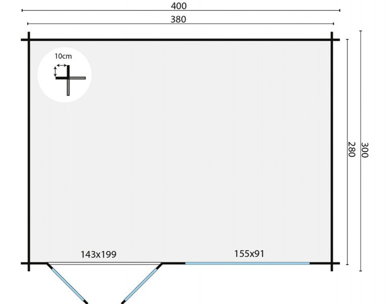 Blokhut Aksel 400x300 cm - Red class wood geïmpregneerd