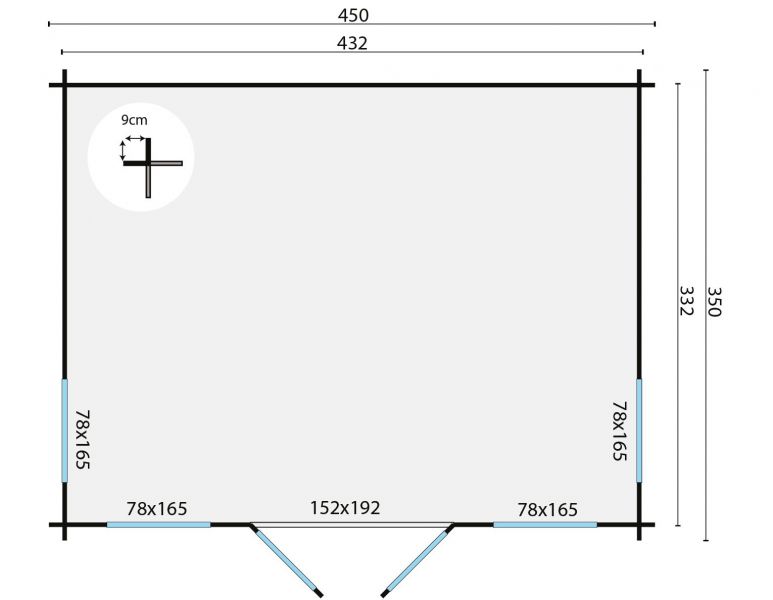 Blokhut Arne 450x350 cm - Red class wood geïmpregneerd