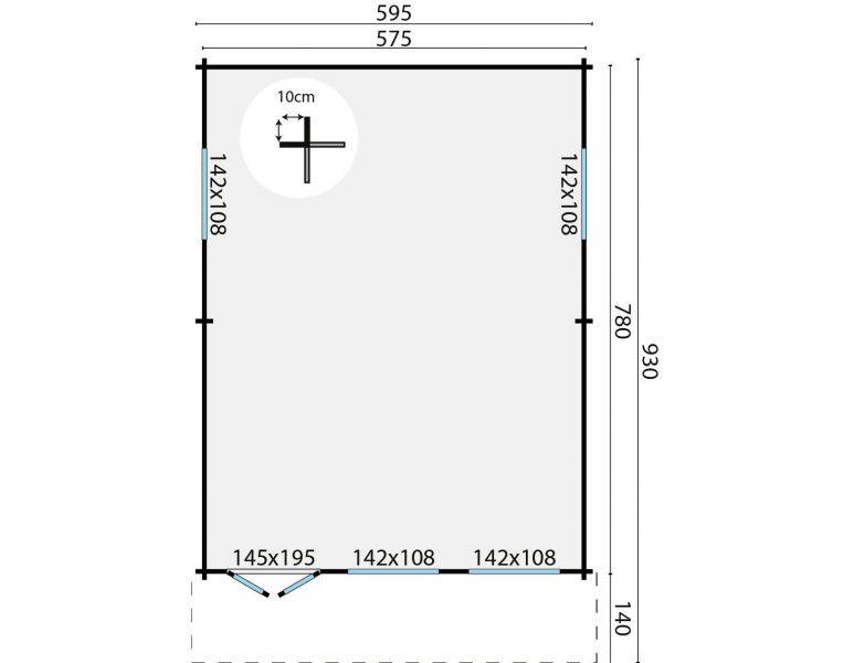 Blokhut Ballyragget 575x780 cm - Bruin geïmpregneerd