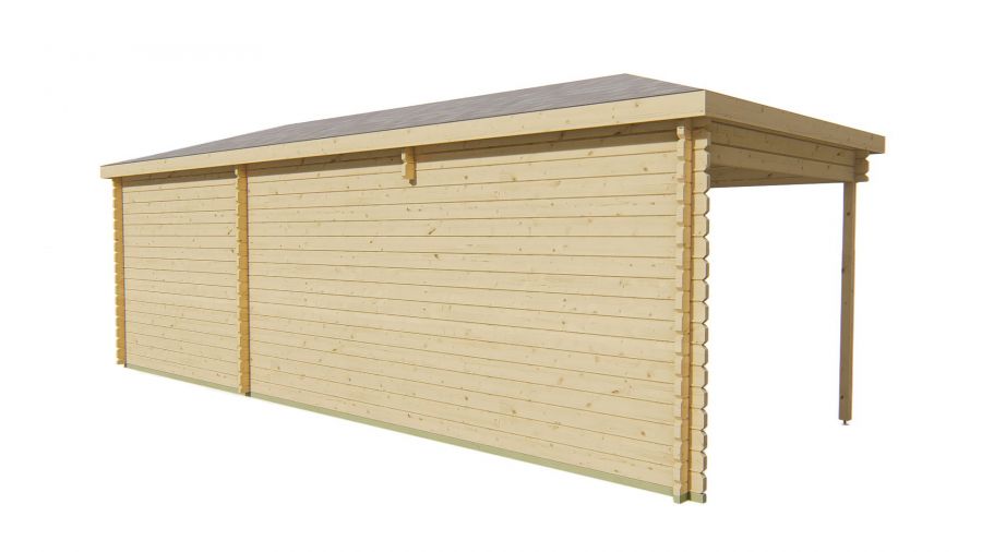 Blokhut Bertil 300x300 cm + luifel 500 cm - Red class wood geïmpregneerd