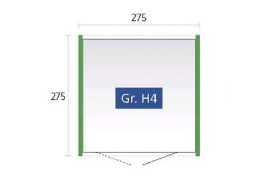 Metalen berging Highline H4 275x275x222 cm plattegrond