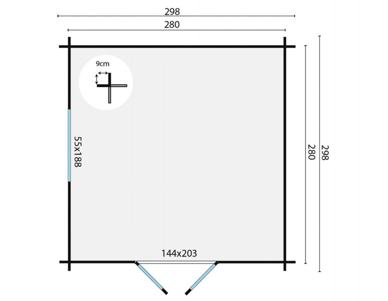 Blokhut Bodine 300x300 cm - Bruin geïmpregneerd