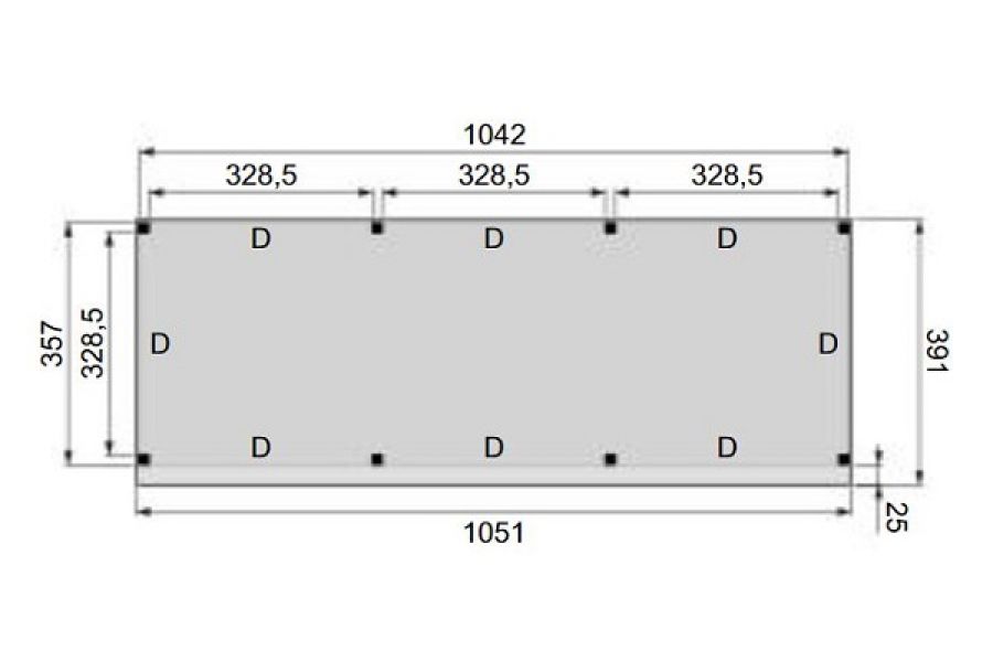 Plattegrond Overkapping Premium XL 1050x360 cm 