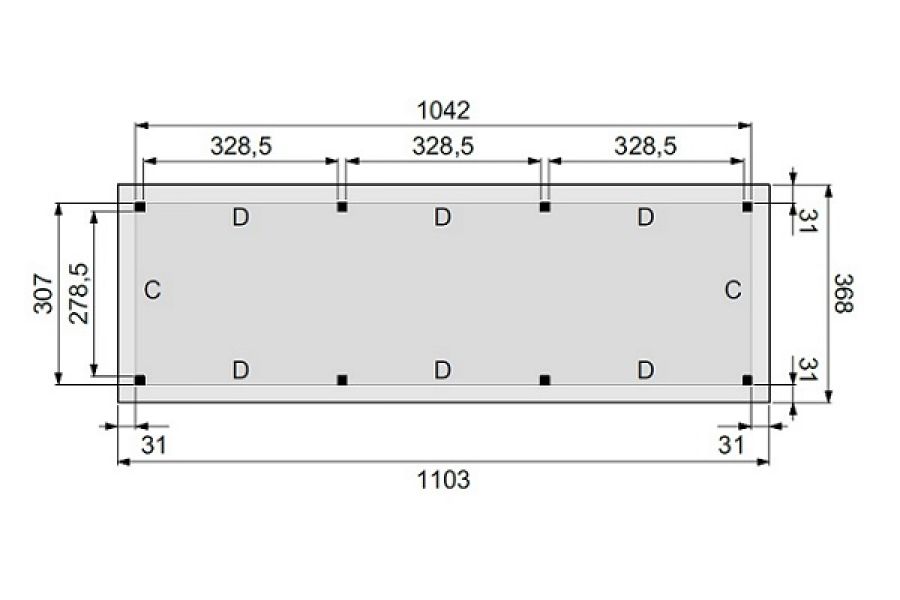 Plattegrond Overkapping Excellent L 1050x310 cm