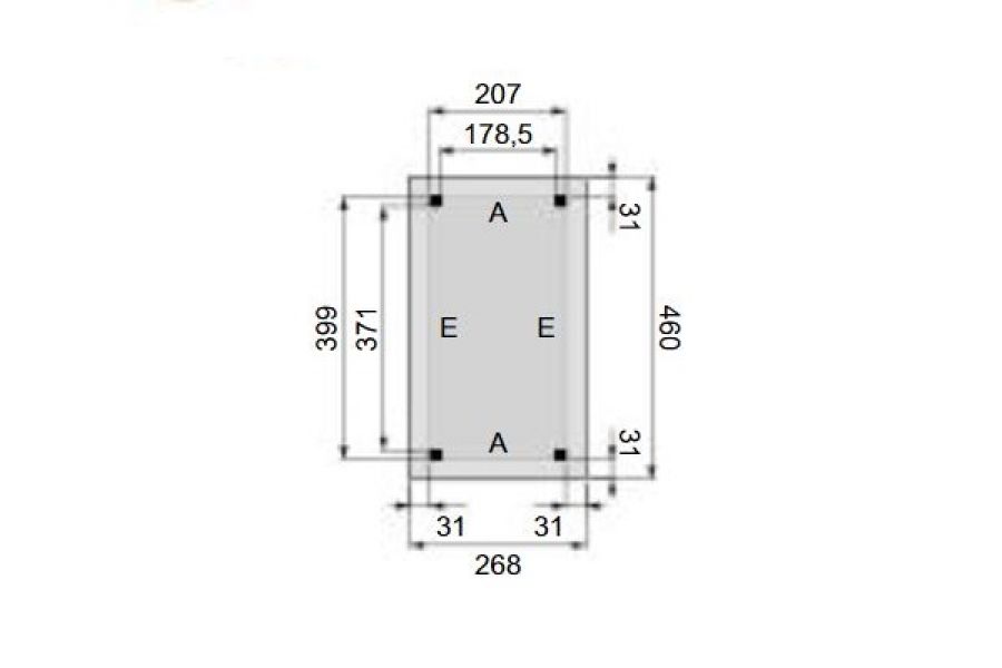 Plattegrond Overkapping Excellent L 210x400 cm