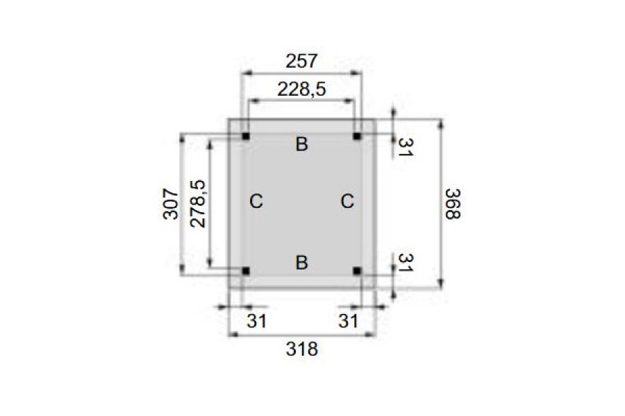 Plattegrond Overkapping Excellent L 260x310 cm